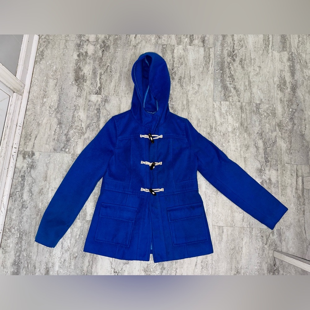 Blue Toggle Coat with Hood